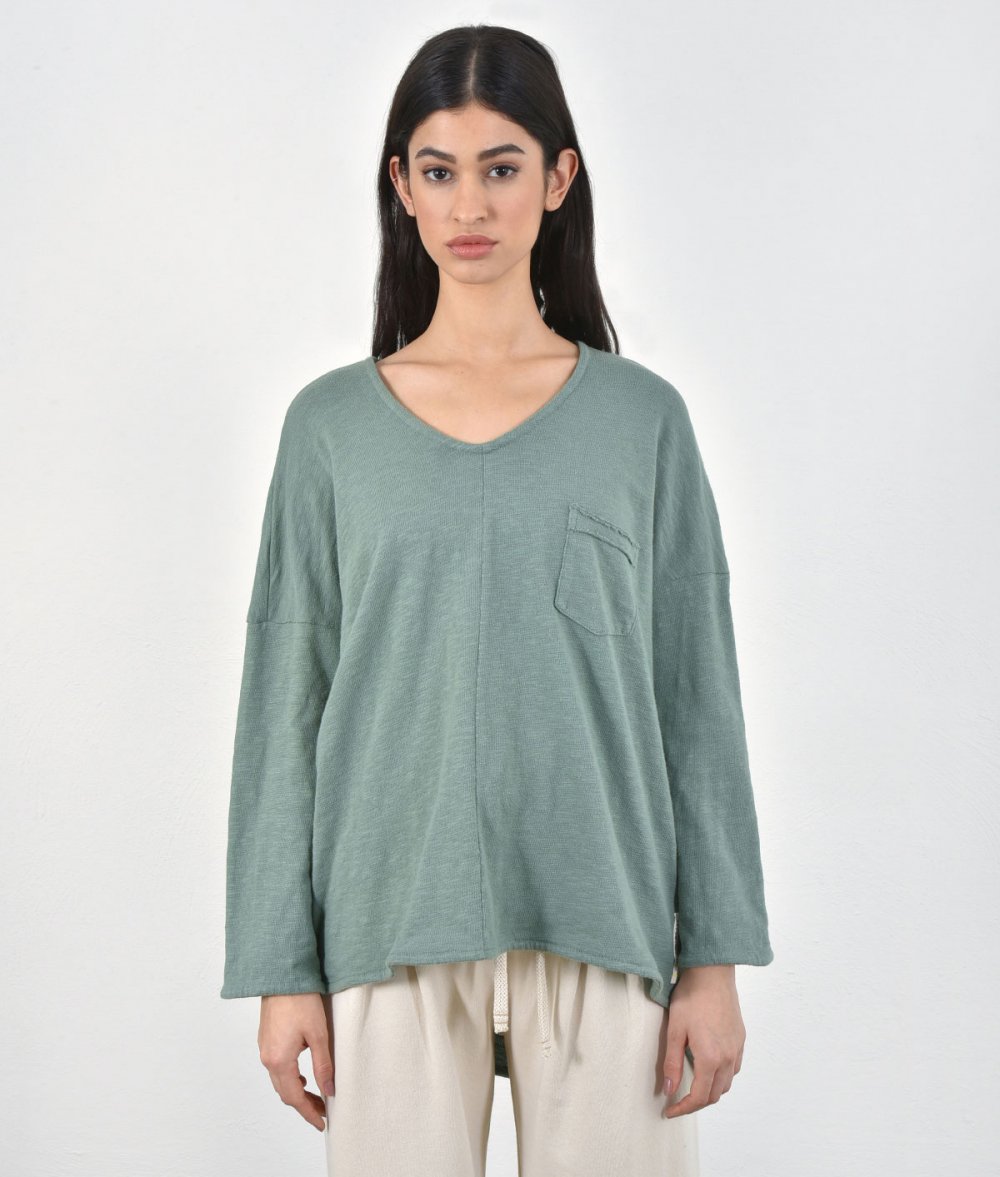 Asymmetrical Blouse With Pocket