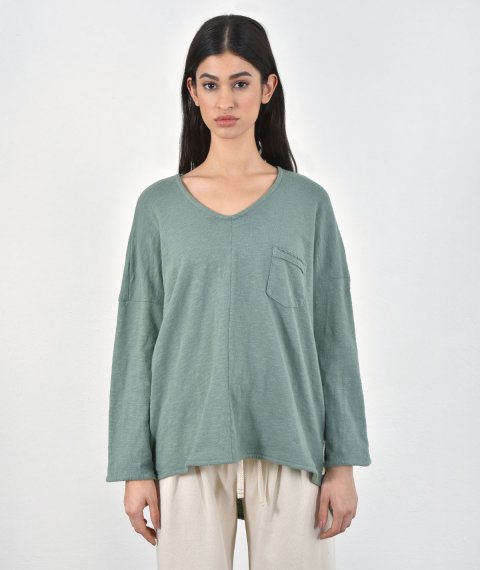 Asymmetrical Blouse With Pocket