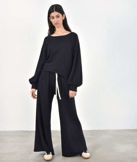 Wide Leg Pants With Elastic Waist