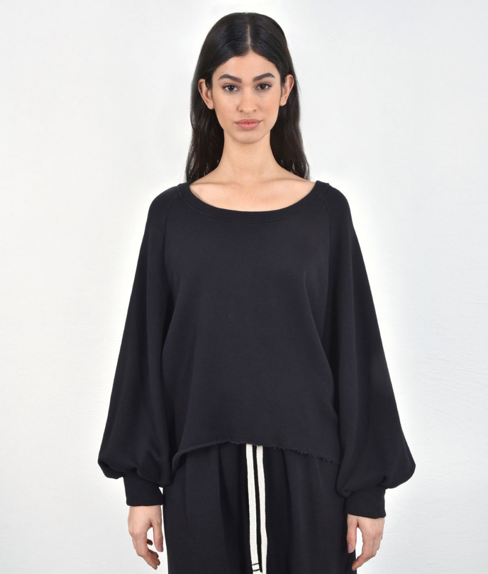 Asymmetrical Blouse With Fluffy Sleeves