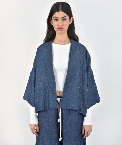 Denim Kimono With Pockets