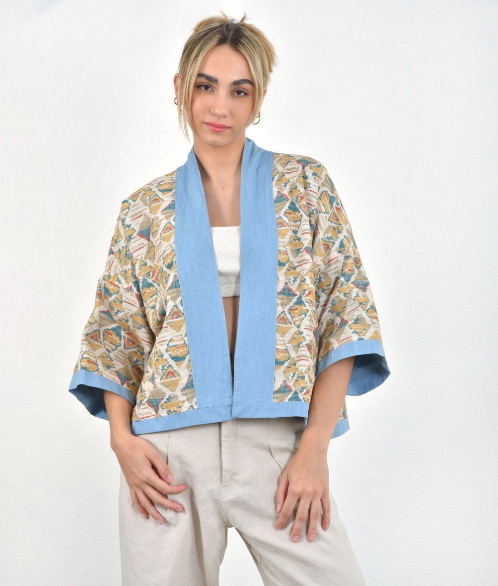 Denim double faced Kimono