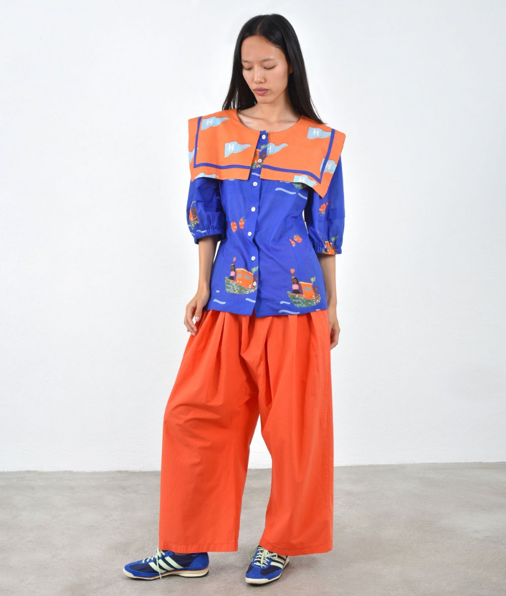 Shirt with a large collar