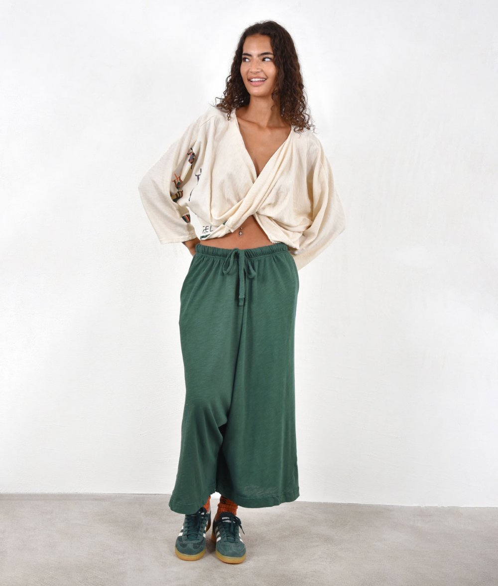 Unisex drop-crotch pants