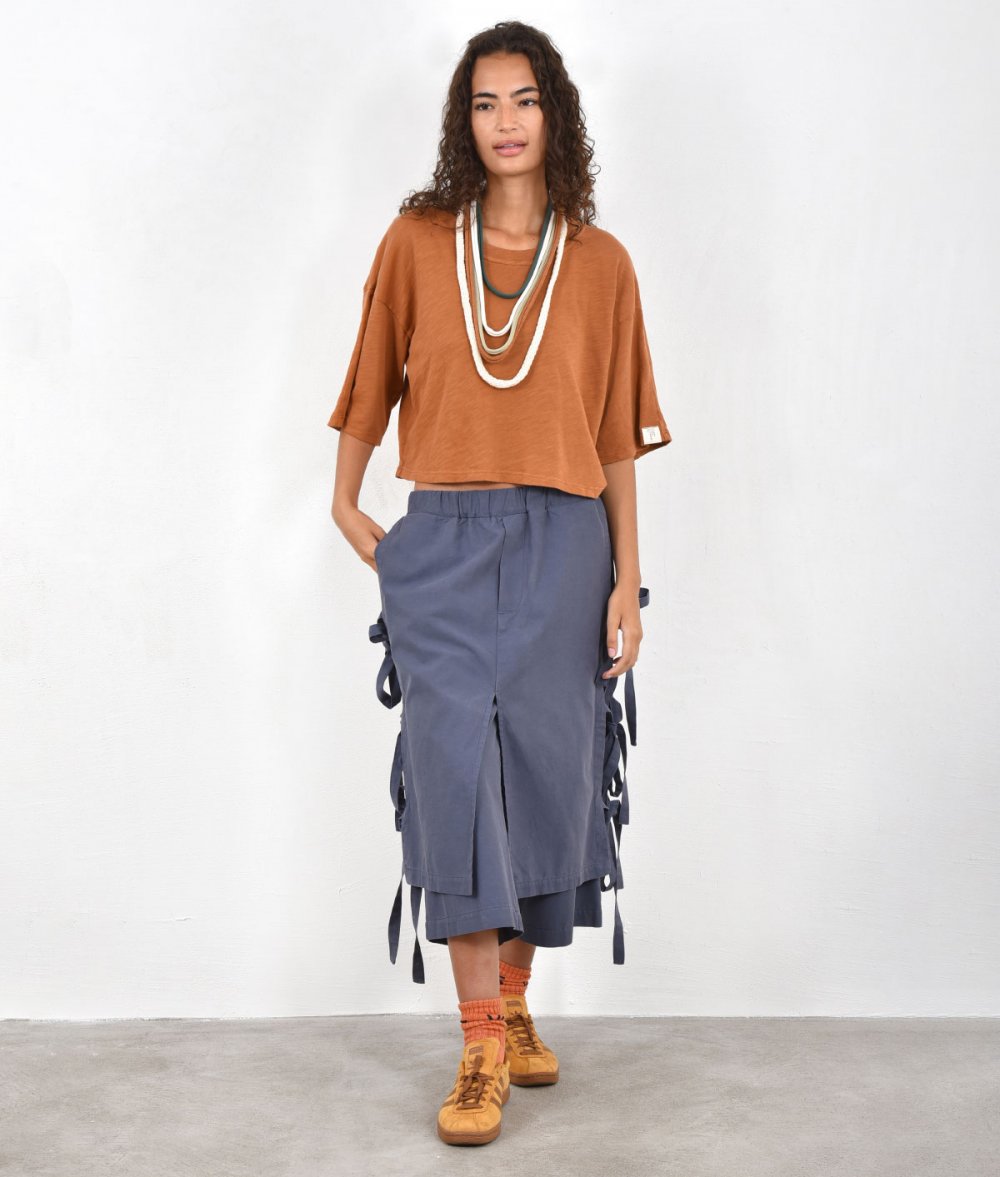 Skirt-Pants with Side Ties and Pocket