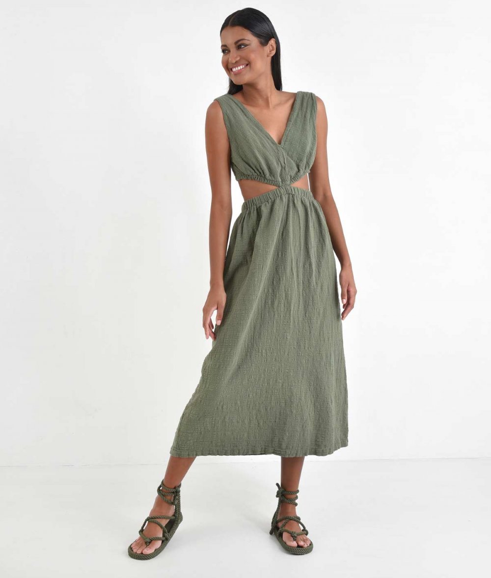 Crepe Dress With Side Openings - Organic Cotton fashion