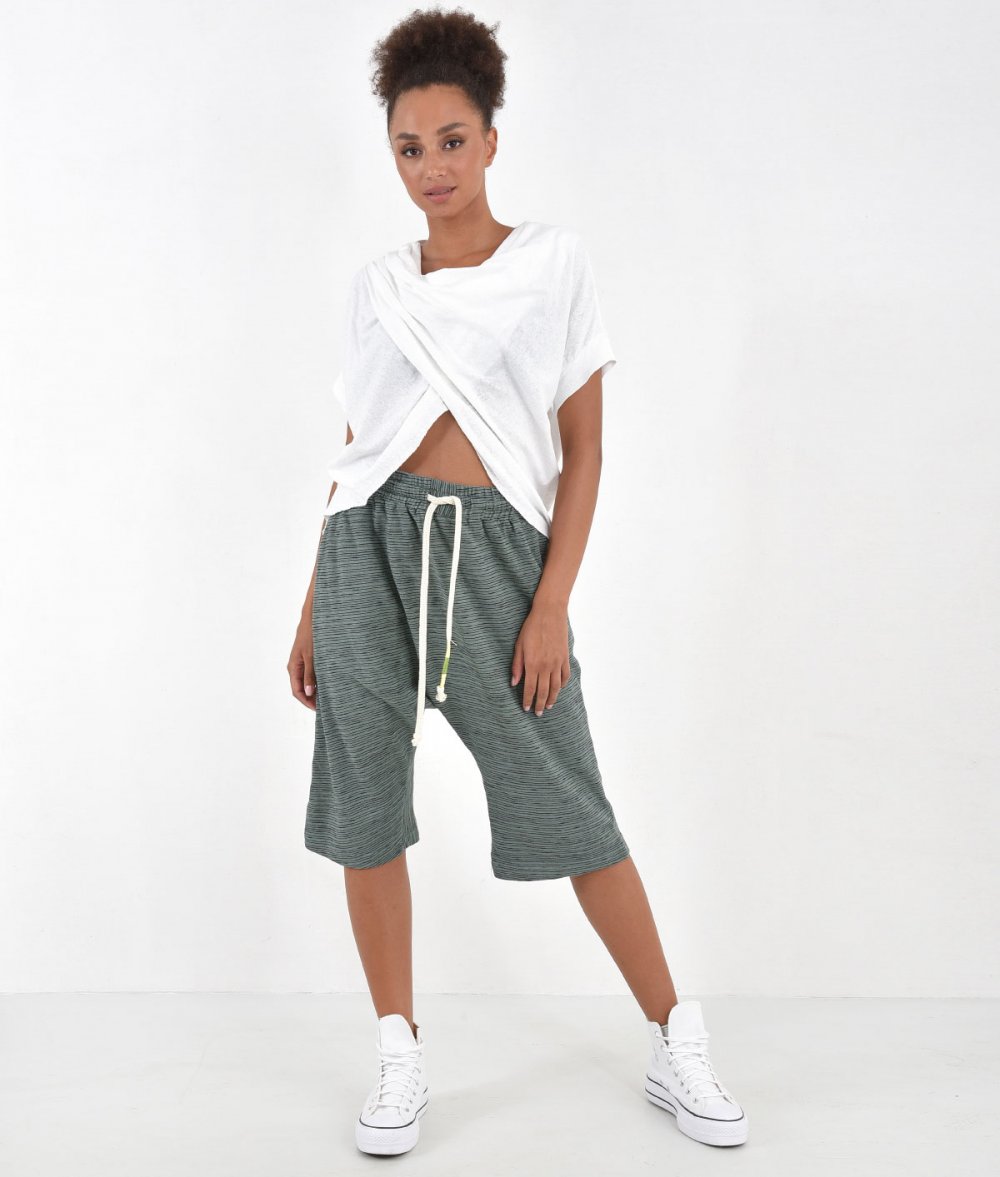 Unisex Low Crotch Shorts With Stripes