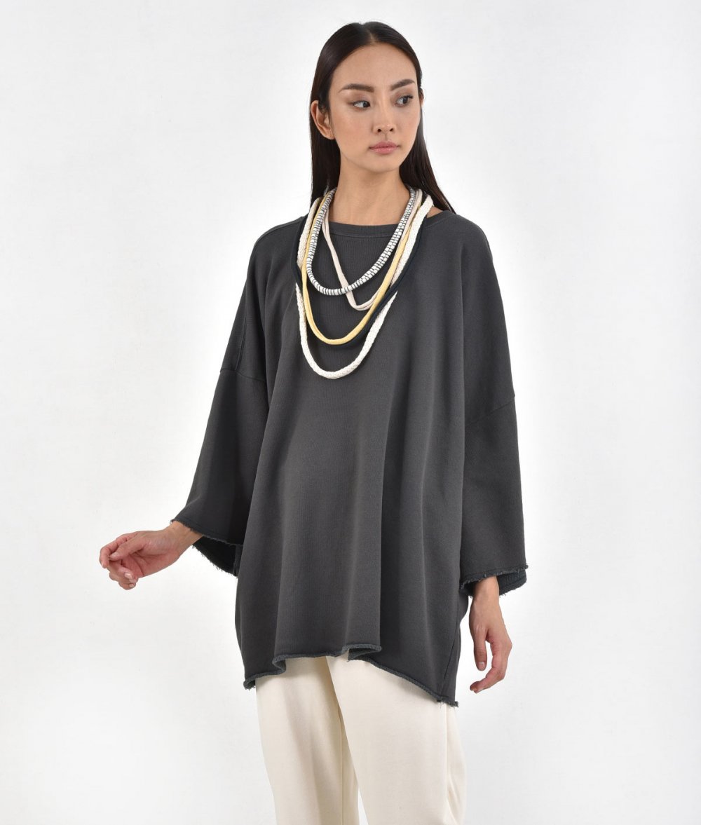 Oversized Blouse With Crop Sleeves - Organic Cotton fashion