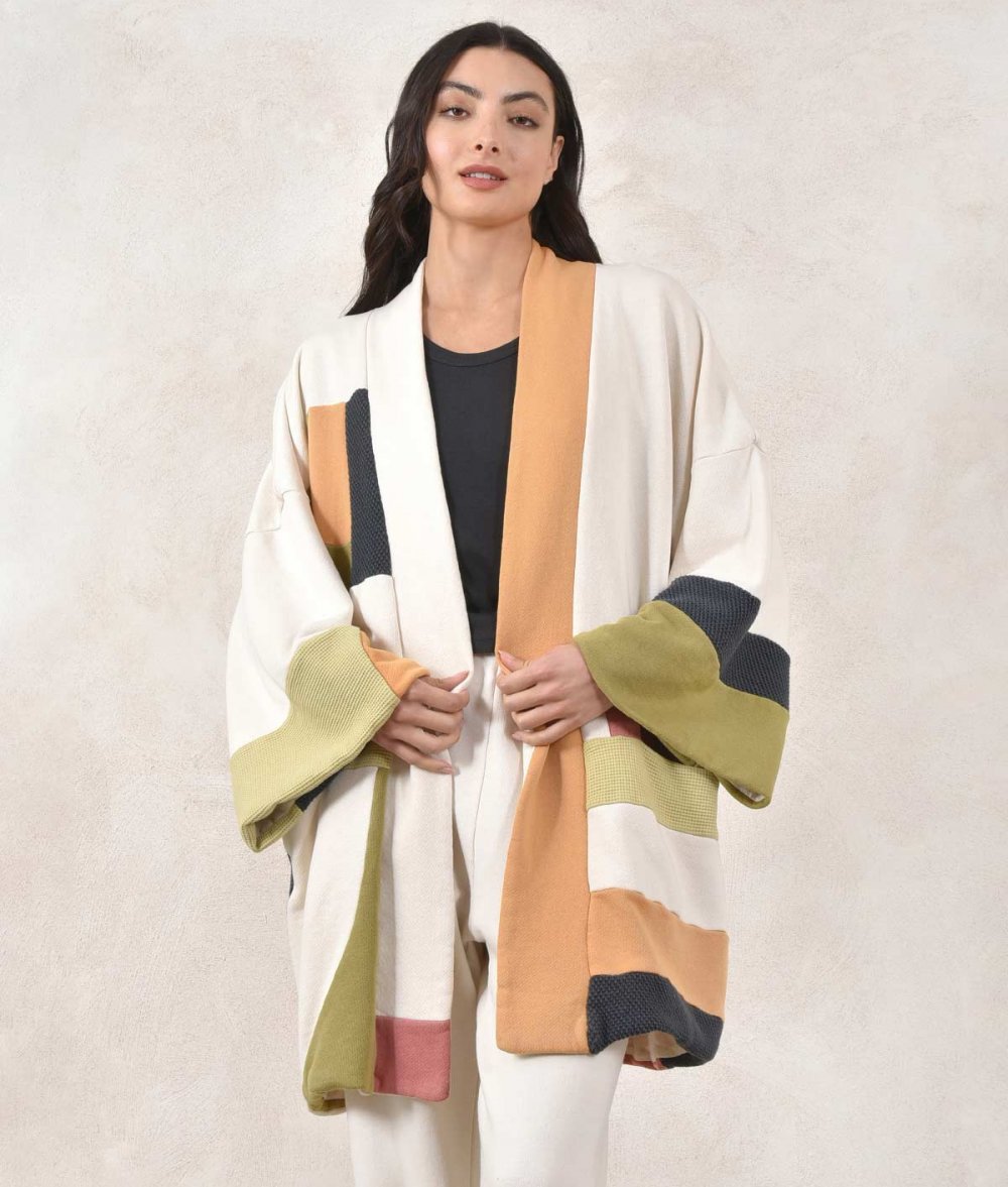 Kimono In A Combination Of Fabrics