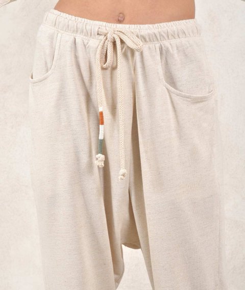Unisex Pants With Diagonal Pleat