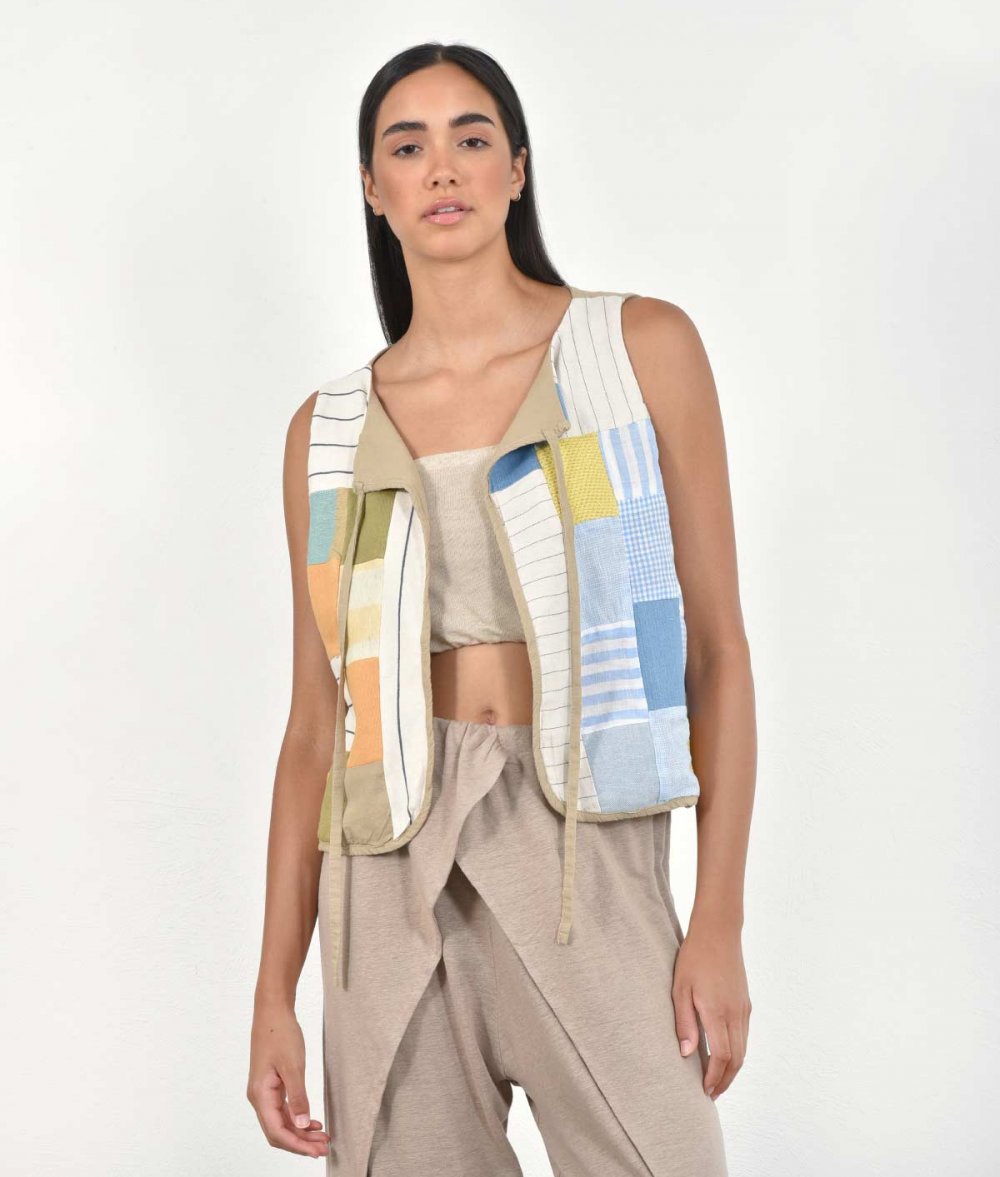 Linen Patchwork Vest 