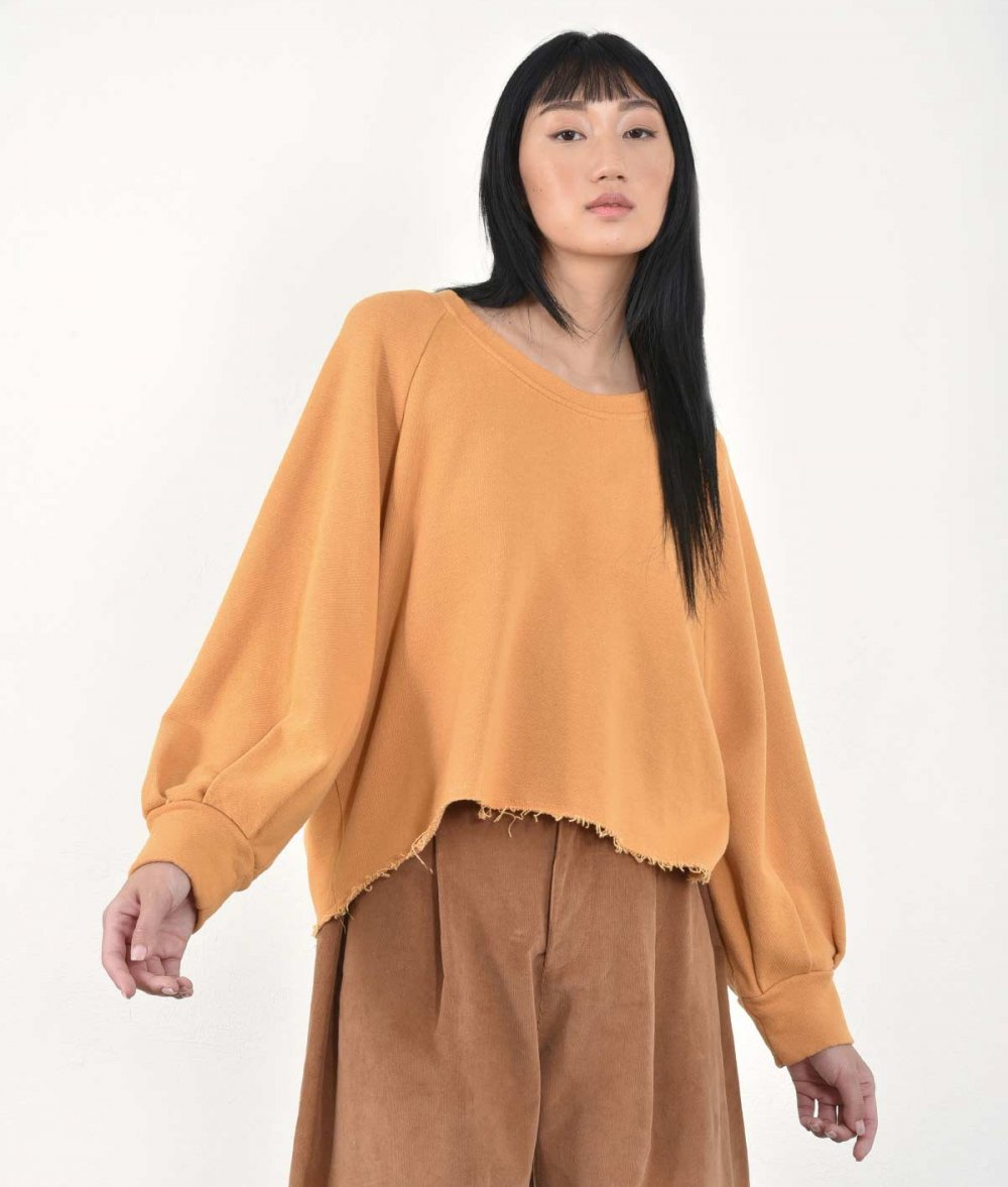 Asymmetrical Blouse With Fluffy Sleeves